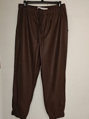 Tinseltown Men's Dark Brown Faux Leather Joggers